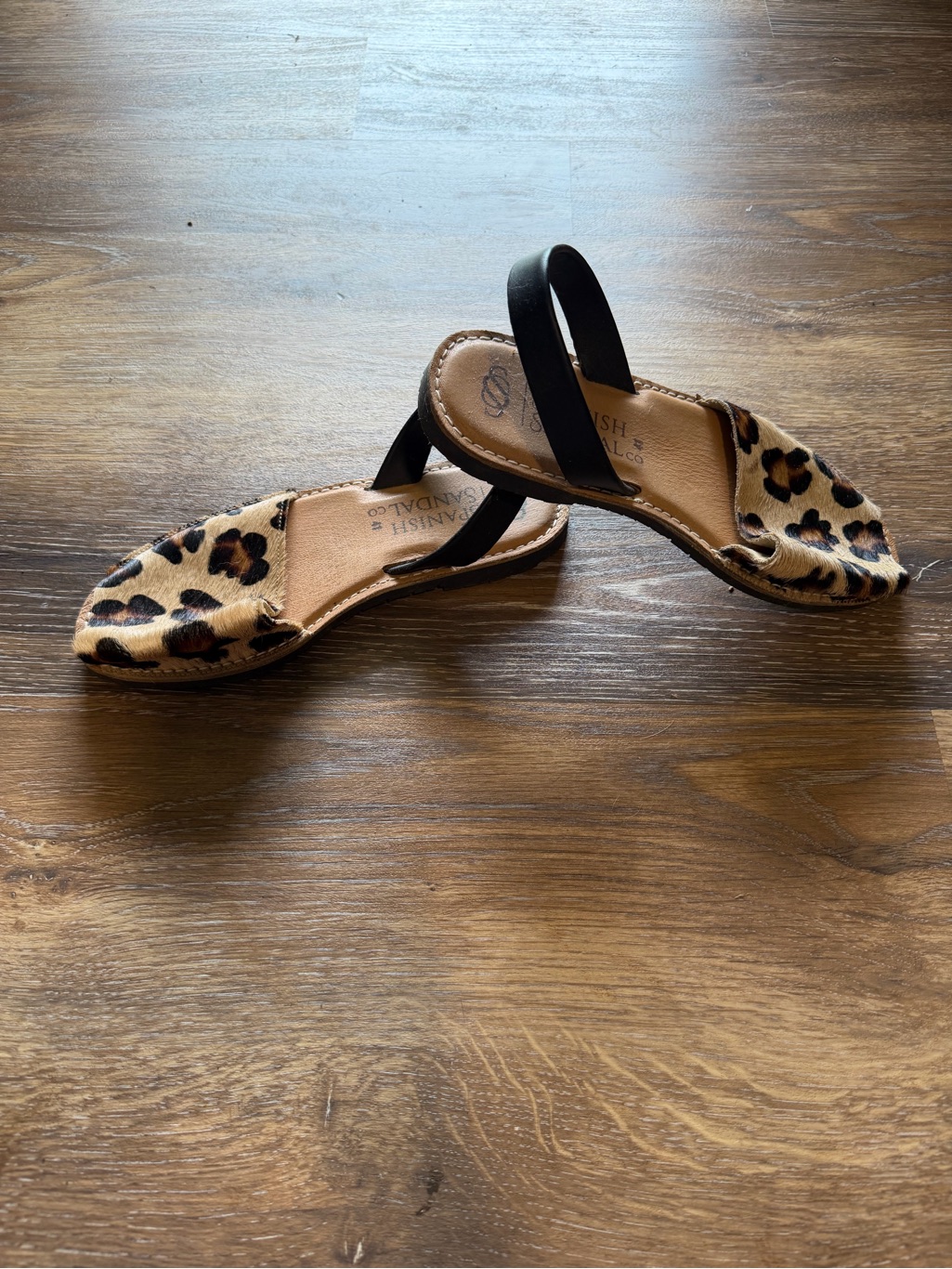 Leopard Print Slingback Sandals - Tan/Black — image 2 of 6